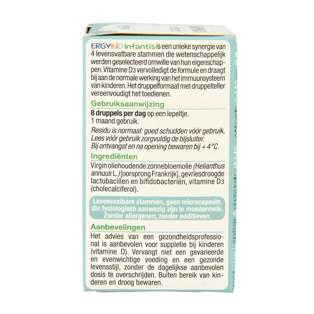 Nutergia Ergykid infantis herbal supplement in a 10ml bottle, designed for children's digestive health, from Nutergia.