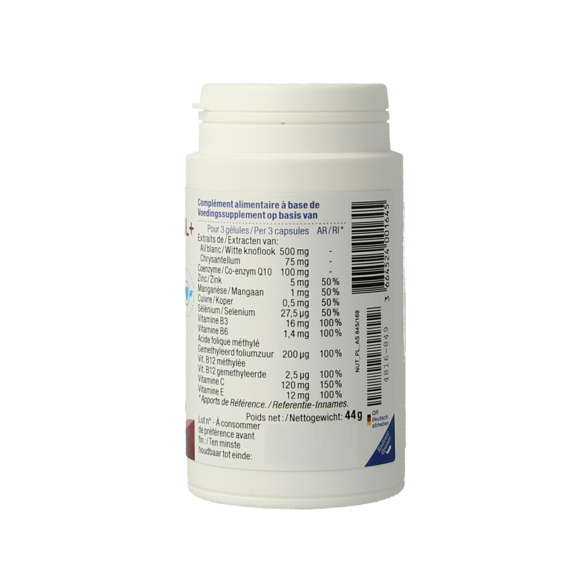 Nutergia Ergysterol+ herbal supplement capsules in a container, designed for supporting health and wellness.
