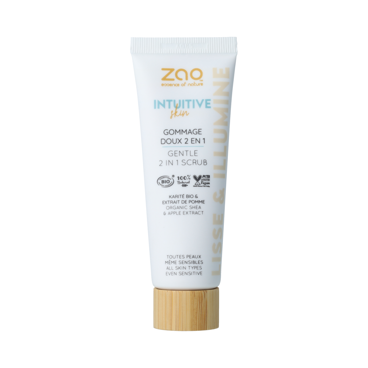 ZAO Gentle Scrub 2 in 1 face care product in a 50ml tube showing the product label and packaging.