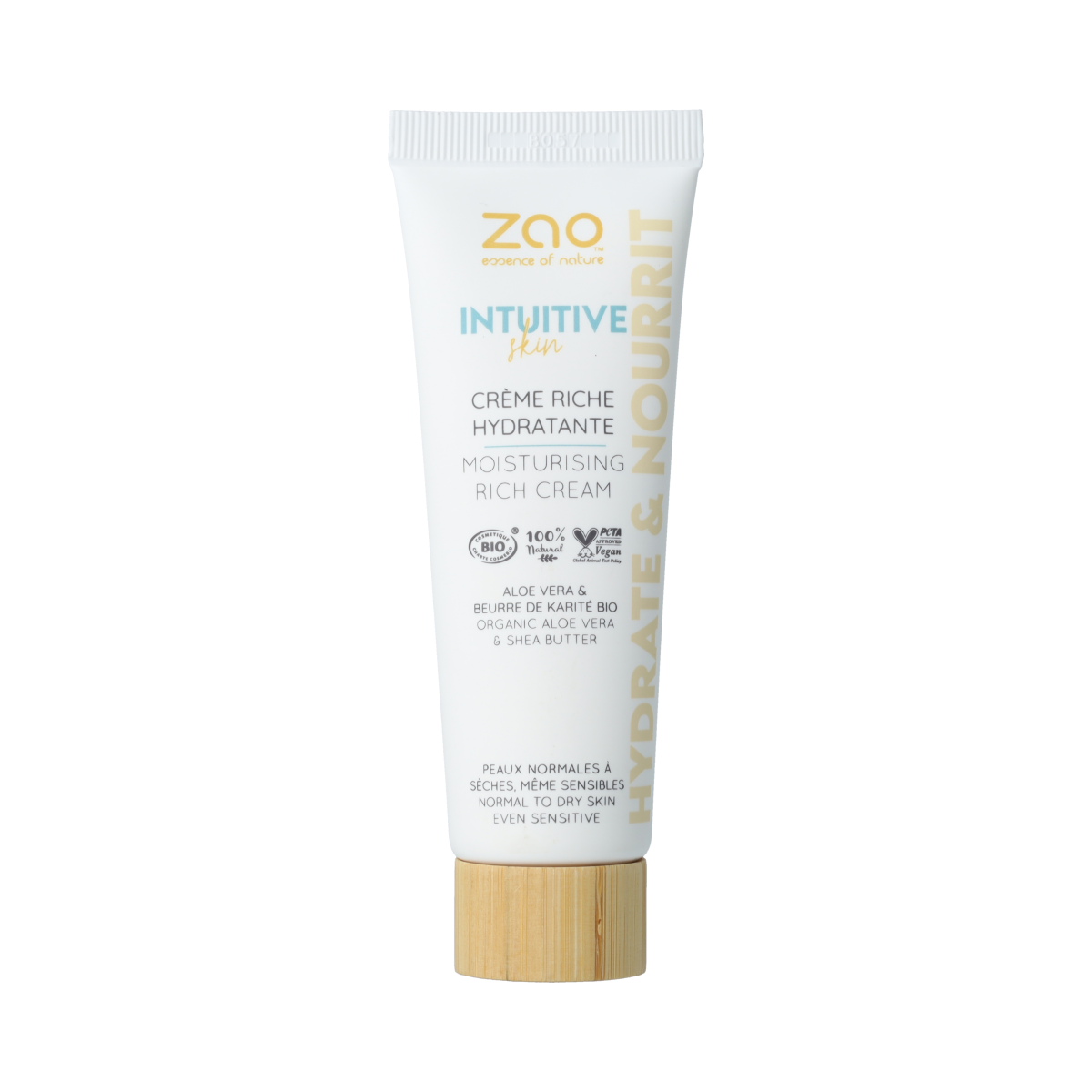 ZAO Moisturising Rich Cream in 50ml jar, facial skincare product with a white and silver packaging for deep hydration.