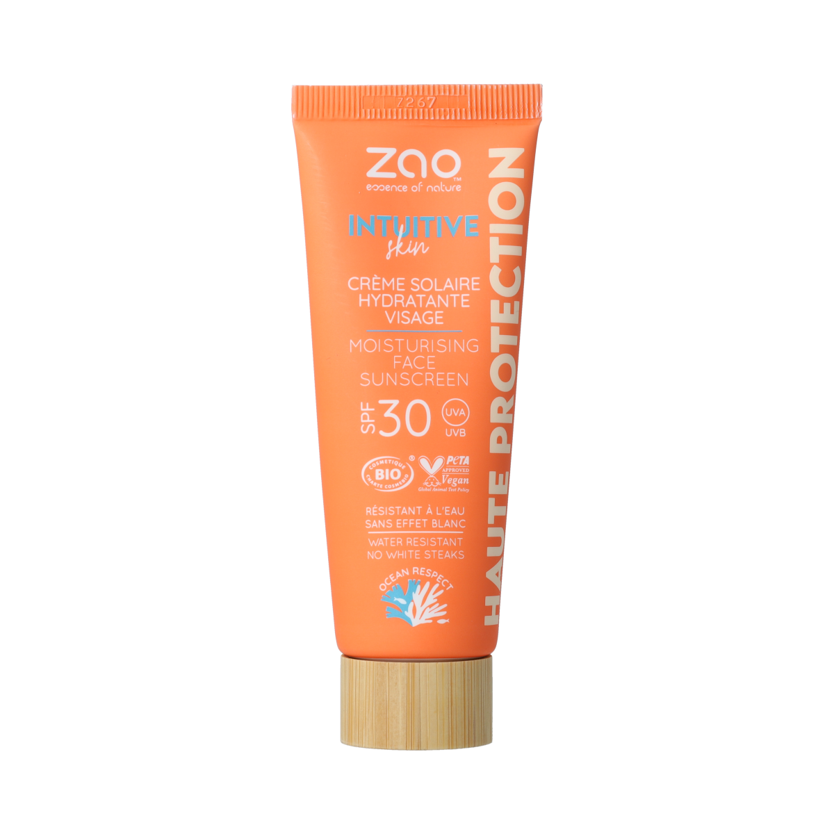 ZAO Moisturising Sunscreen SPF30 face sun protection cream in 50ml tube, featuring natural ingredients and lightweight formula.