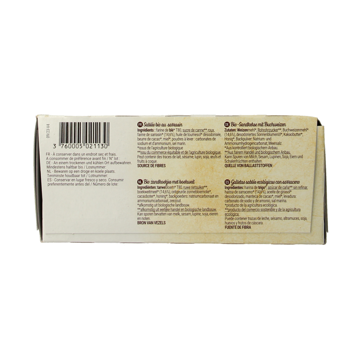 Bisson Zandkoekjes boekweit bio koeken, 175g, with crispy golden appearance and traditional baked texture.