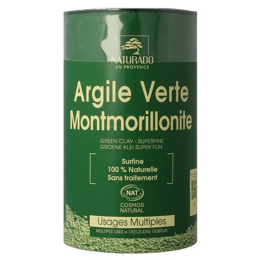 Naturado groene klei montmorillon fijn voor lichaamsverzorging, 300 gram, zichtbaar in de afbeelding
