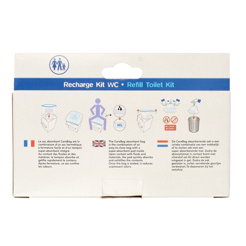 CareBag Meeneemtoilet refill bags, set of 12, compact travel accessories for portable toilet use, by CareBag.