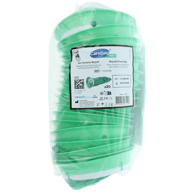CareBag Braakzak pro 20 stuks in hulpmiddelen packaging, clear plastic collection bags for medical or personal use