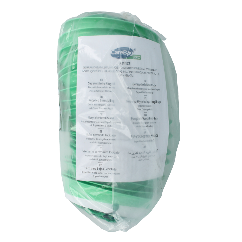 CareBag Braakzak pro 20 stuks, hulpmiddelen for waste collection, displayed in a package with individual bags visible.