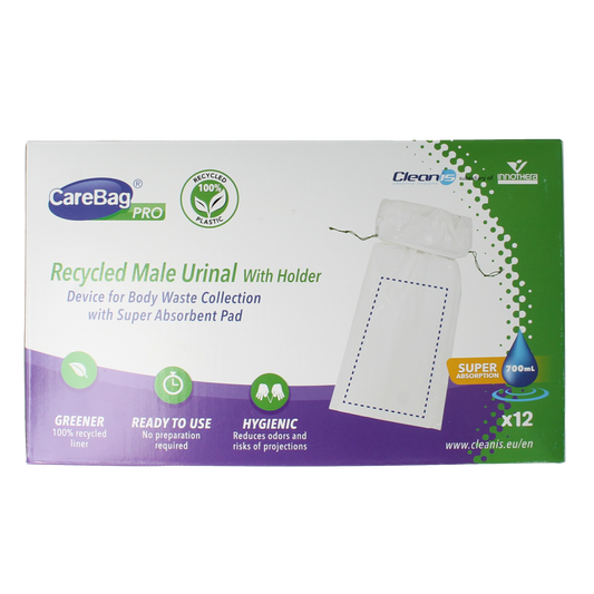CareBag men's disposable urinal and catheter set, 12-pack, with medical-grade design for comfortable use