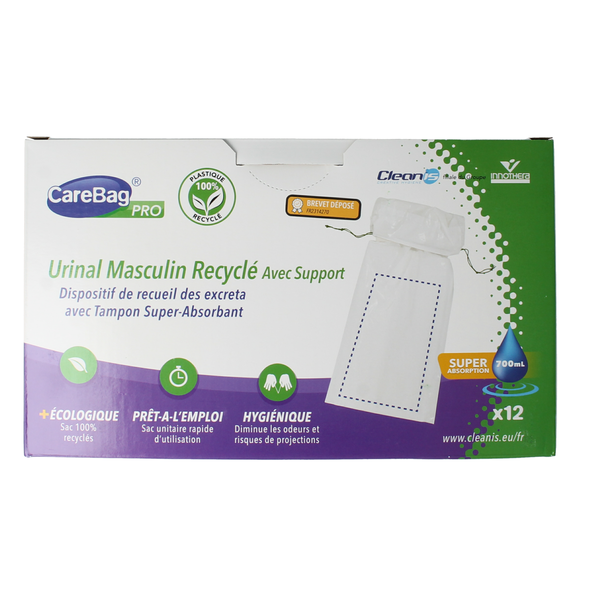 CareBag men's disposable urinal and catheter set with 12 pieces, featuring easy-to-use design for comfortable use.