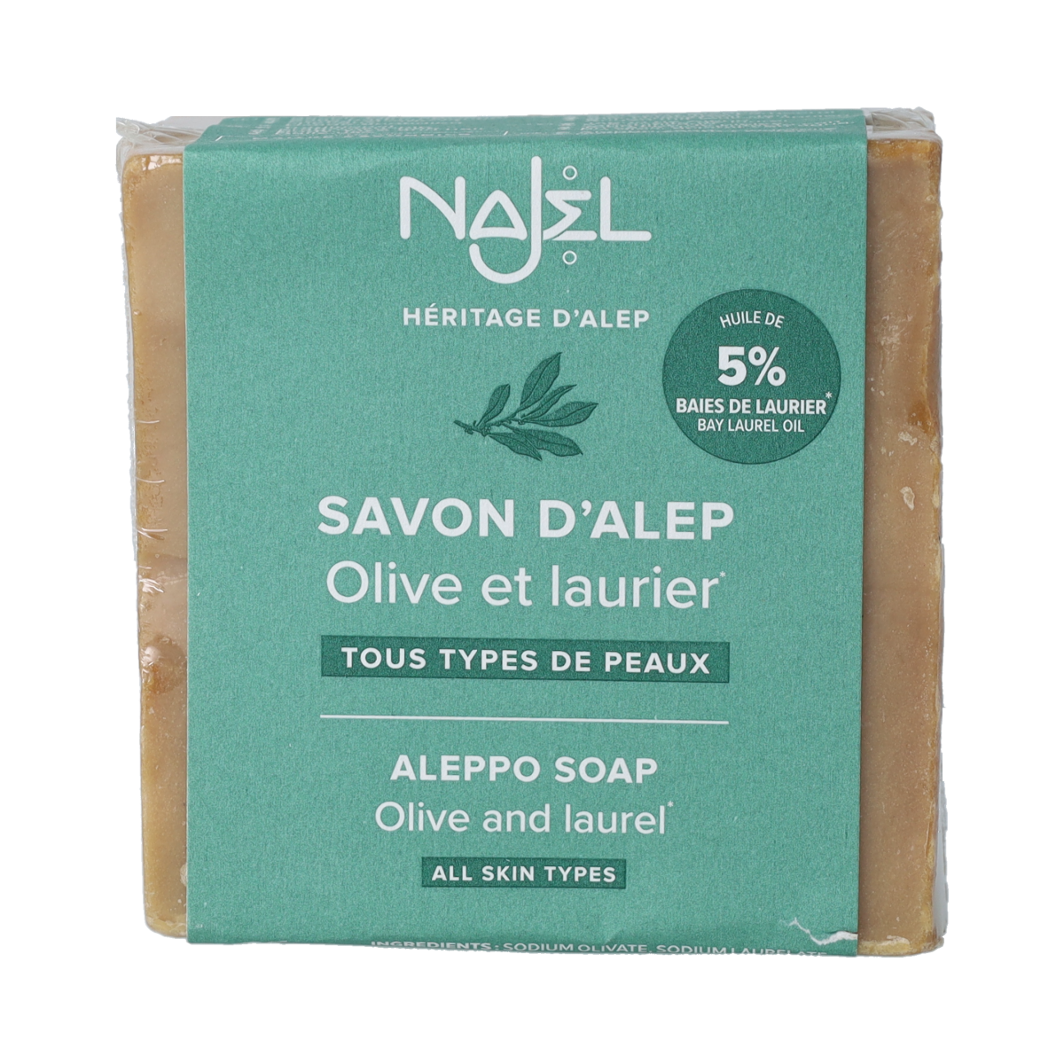 Najel Aleppo Aleppo olijf zeep 5% laurier 190.00 Gram