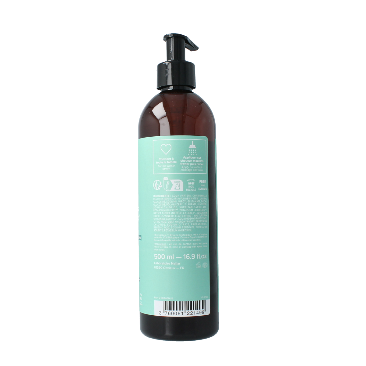 Najel Aleppo Aleppo shampoo for hair, 500ml, natural hair care product with traditional herbal ingredients.