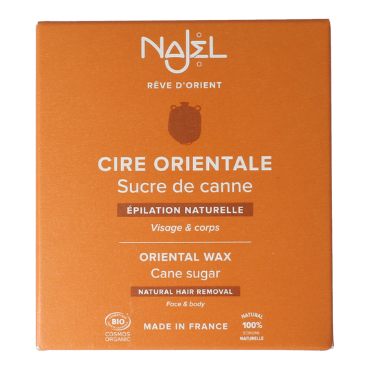 Najel Aleppo Aleppo ontharingswax with oriental sugar, 350g, for hair removal, in a jar with a natural, textured appearance.