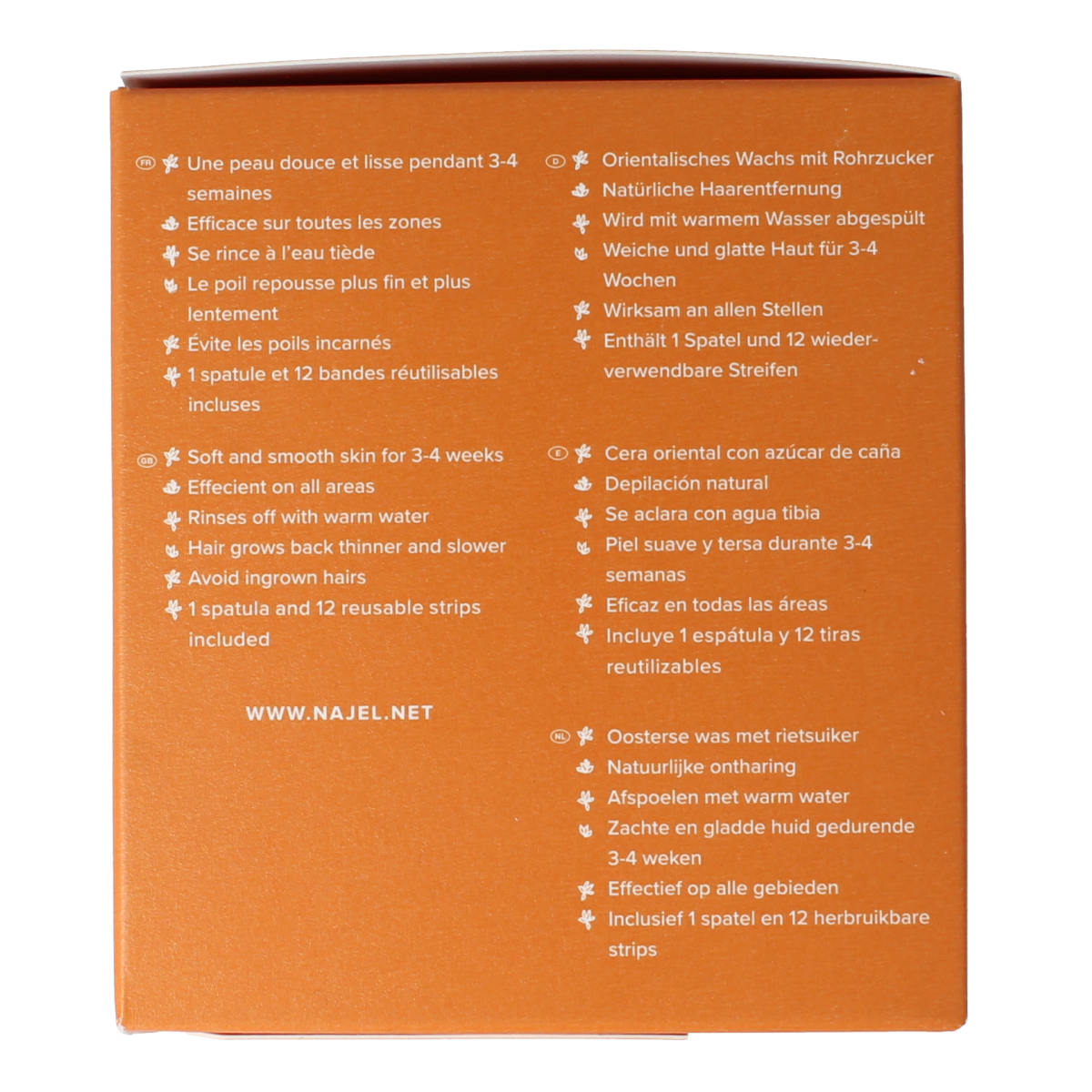 Najel Aleppo Aleppo oriental sugar waxing product in 350g container, suitable for hair removal and skin care.