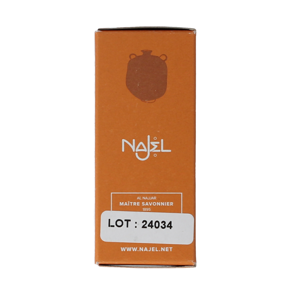 Najel Aleppo zeep with black cumin oil, 100g, natural soap featuring traditional Aleppo ingredients and nigella seed extract.