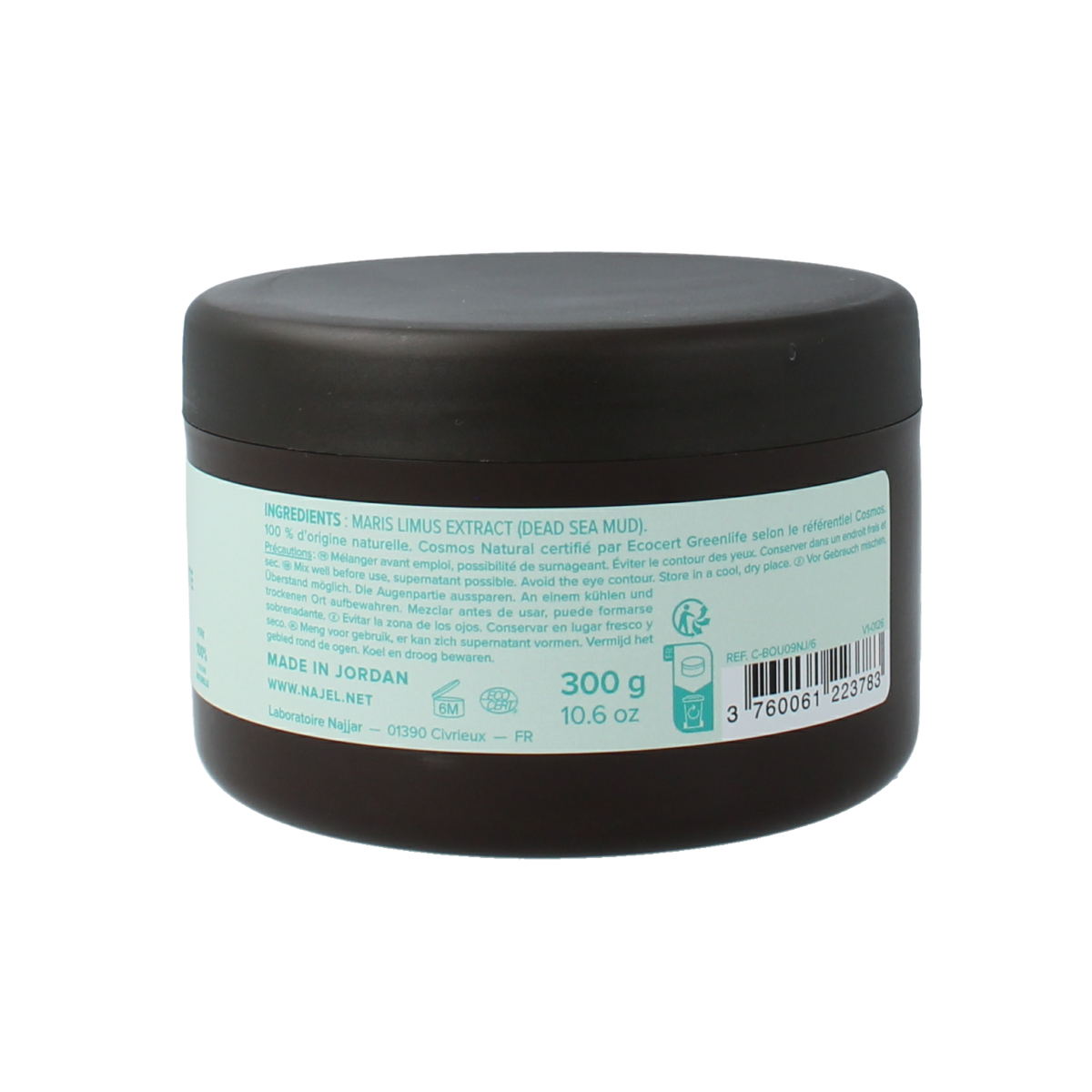 Najel Aleppo Aleppo gezichtsmasker met zeeklei, 300 gram, natuurlijke gezichtsverzorging met klei voor huidverzorging.