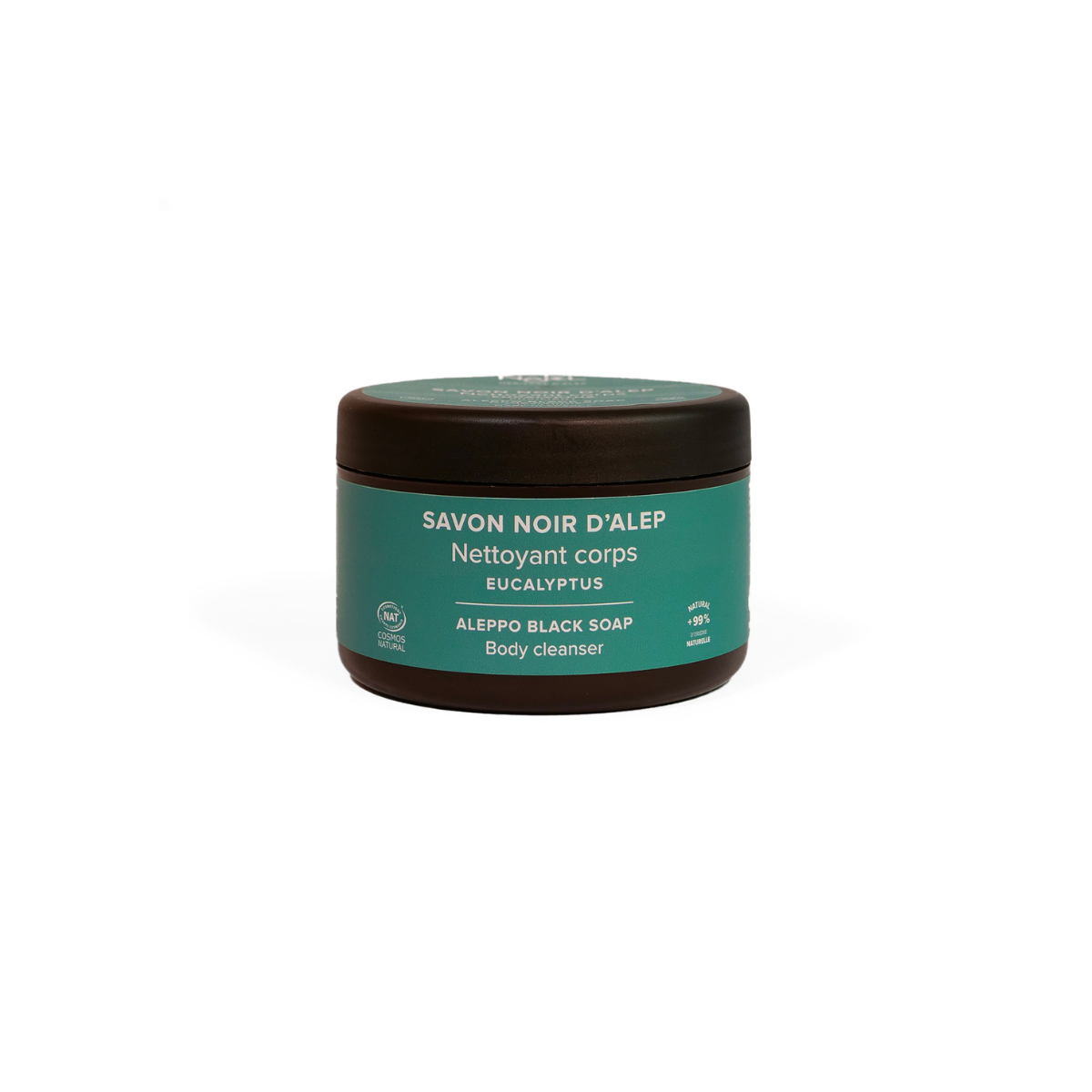 Najel Aleppo Zeep scrub met zwart eucalyptus, 180g, natuurlijke zeep met exfoliërende ingrediënten en herstellende eigenschappen.