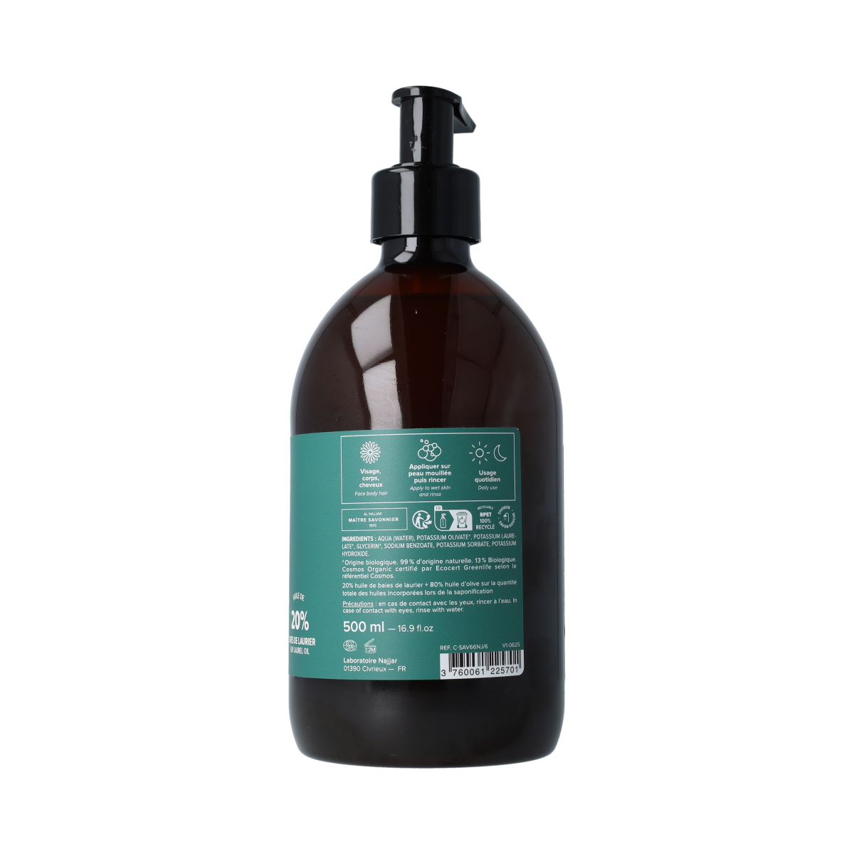 Najel Aleppo Zeep liquid laurier 20% pompfles 500.00 Milliliter