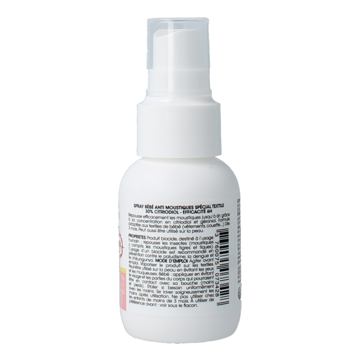 Alphanova Bebe baby spray for insect bites and mosquito bites, 50ml, natural bio formula in a small spray bottle.