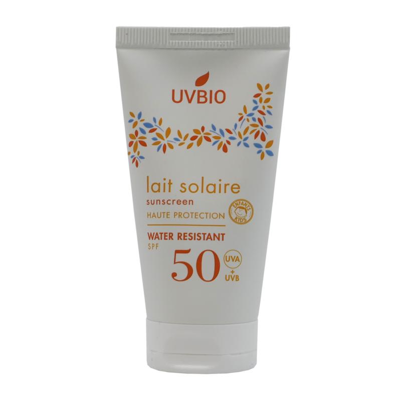 UVBIO Sunscreen SPF50 lotion in 50ml bottle, providing broad-spectrum sun protection with a lightweight, nourishing formula.