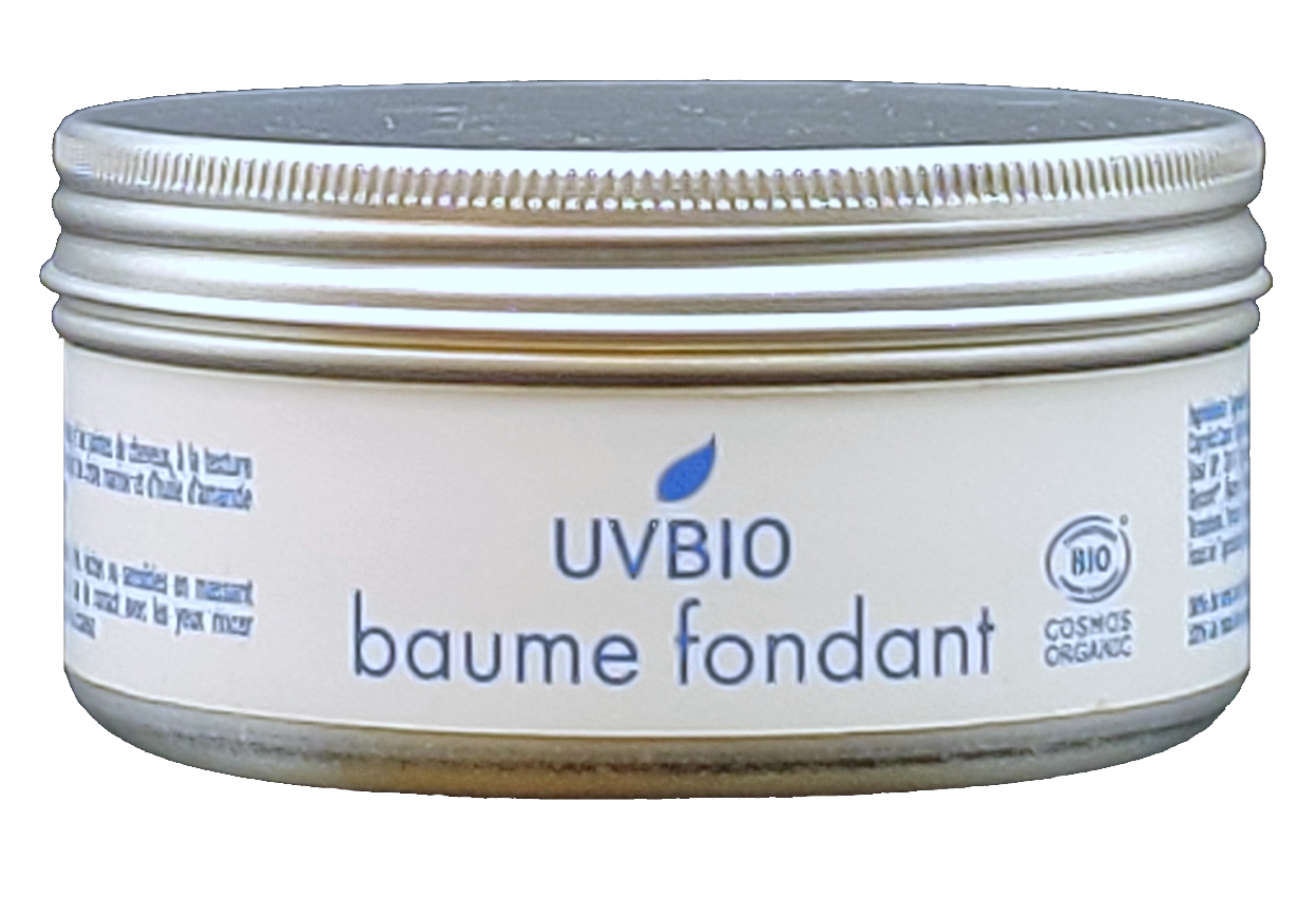UVBIO Universal Care Balm Zonnen in 100ml jar, natural skincare product with soothing bio ingredients.