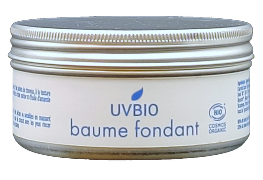 UVBIO Universal Care Balm Zonnen in 100ml jar, natural skincare product with soothing bio ingredients.
