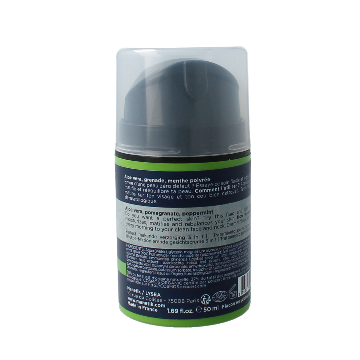Manetik Perfect & Mat 3-in-1 facial care product in a 50ml tube, designed for perfecting and mattifying skin.