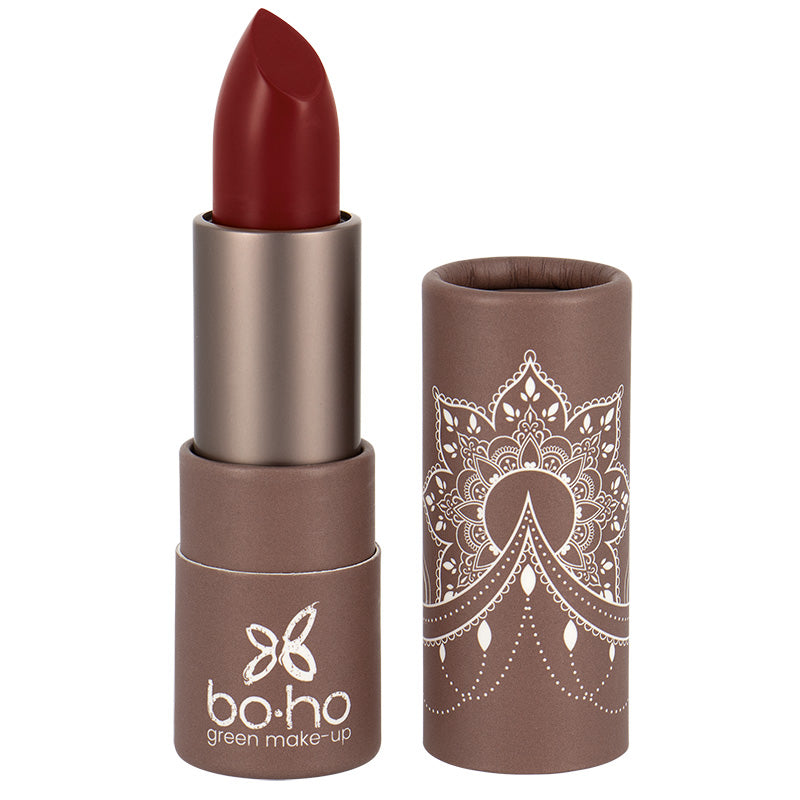 Boho Green Makeup Lipstick Tapis Rouge 105 matte, 3.50g, in red shade, with sleek packaging and natural finish.