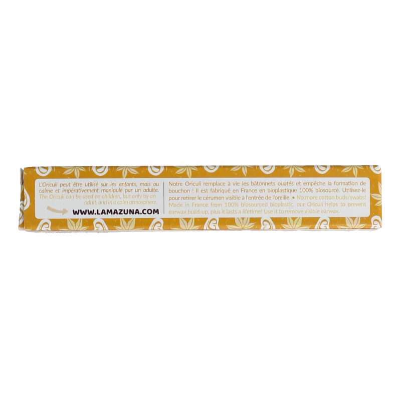 Lamazuna bioplastic oriculi in yellow, eco-friendly ear cleaning tool, reusable and biodegradable for gentle ear care.