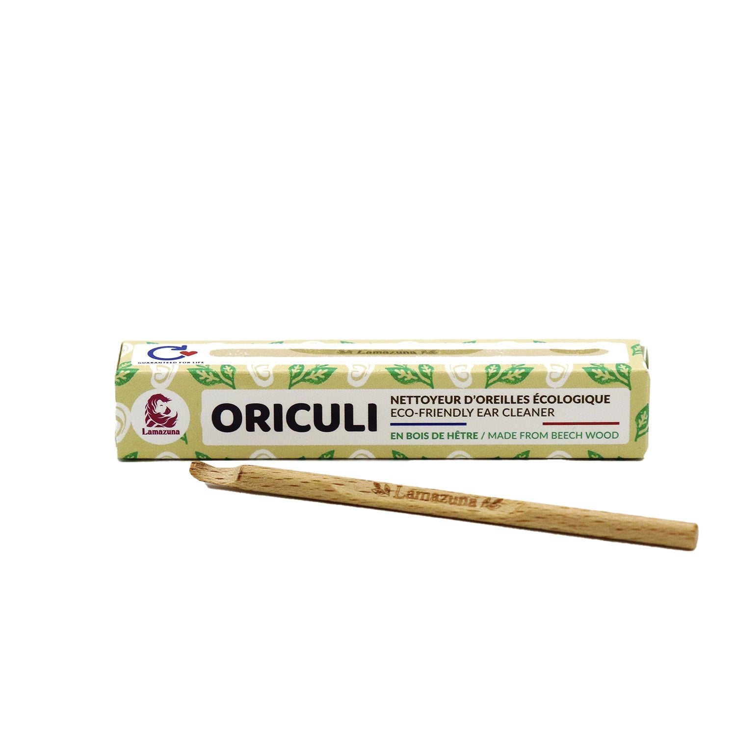 Lamazuna wooden oorverzorging oriculi with one piece, natural bamboo ear cleaner for safe, eco-friendly ear hygiene.