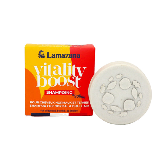 Lamazuna shampoo bar for normal hair, vitality boost, 70g, natural hair care product with eco-friendly packaging