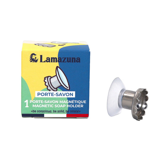 Lamazuna magnetic soap holder for bathroom, featuring sleek design and durable material, mounted on a bathroom wall.