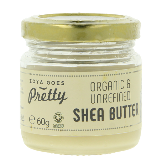 Zoya Goes Pretty Shea Butter body cream in 60g jar, smooth texture and natural ingredients for nourishing skin.