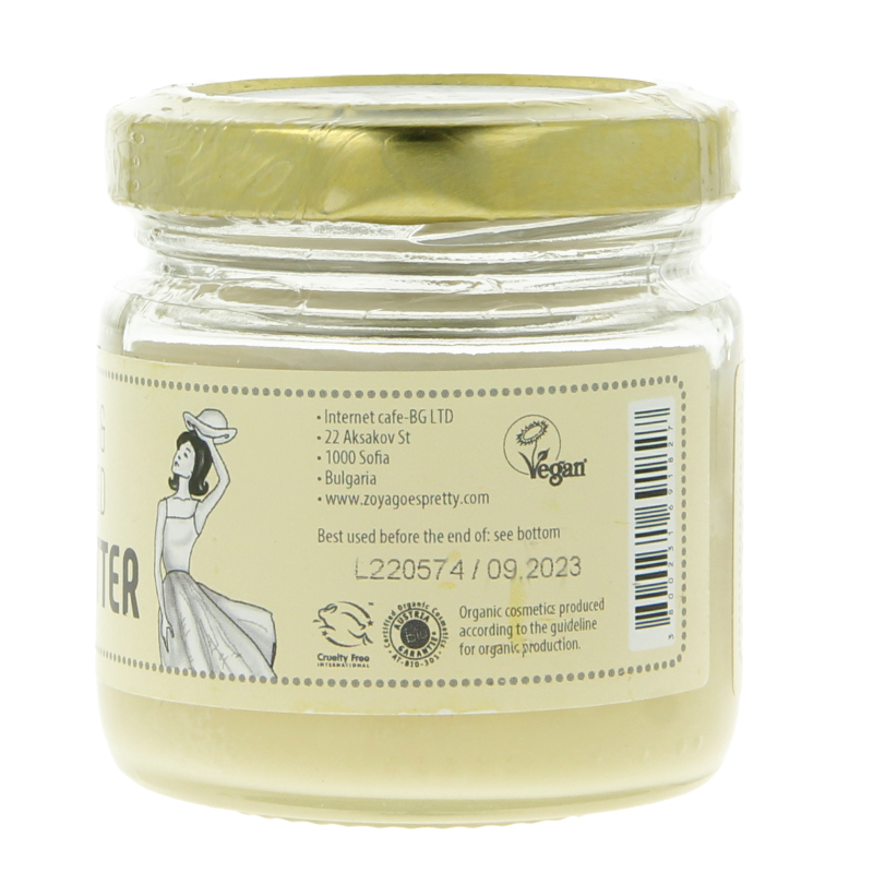 Zoya Goes Pretty Shea Butter 60g jar, natural body care product with creamy texture for moisturizing skin.