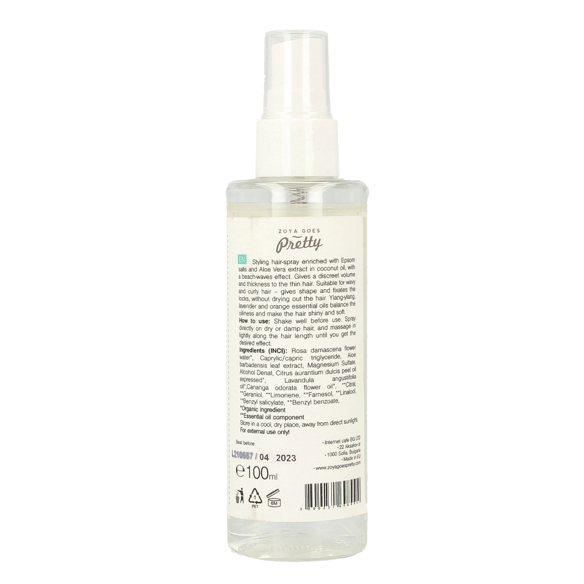 Zoya Goes Pretty Salty hair styling spray in 100ml bottle, designed for textured and tousled hairstyles.
