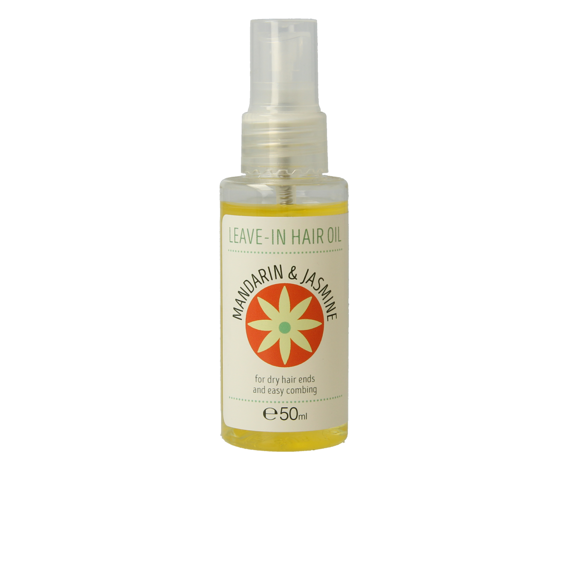 Zoya Goes Pretty Leave-in hair oil with mandarin and jasmine, 50ml, nourishing hair care product in a clear bottle.