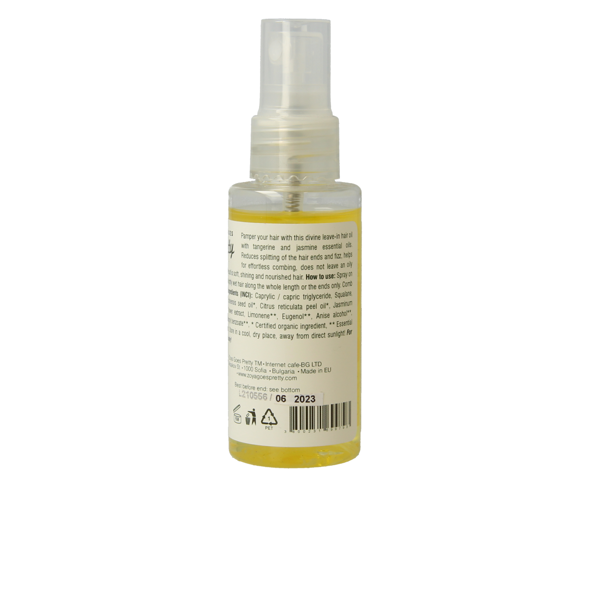 Zoya Goes Pretty Leave-in hair oil with mandarin and jasmine, 50ml, nourishing hair care treatment.