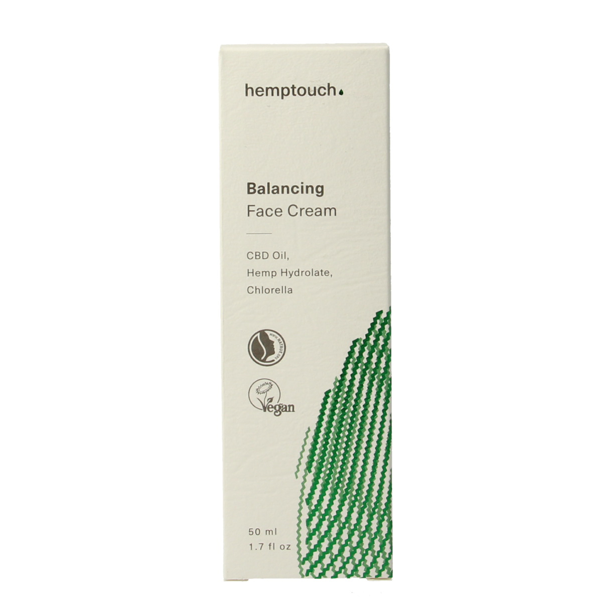 Hemptouch Balancing face cream in 50ml jar, natural skincare product for balanced, healthy skin, with a soothing texture.
