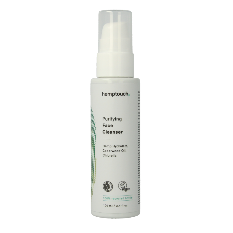 Hemptouch Purifying face cleanser in 100ml bottle, natural skincare for deep cleansing and skin purification.