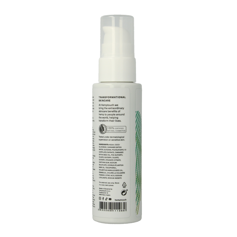 Hemptouch Purifying face cleanser in 100ml bottle with natural ingredients, designed for clear, healthy skin.