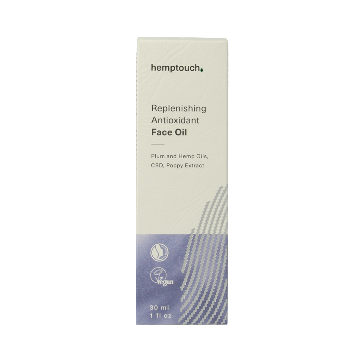 Hemptouch Replenishing anti-oxidant face oil in 30ml bottle, natural skincare product for revitalizing facial skin.