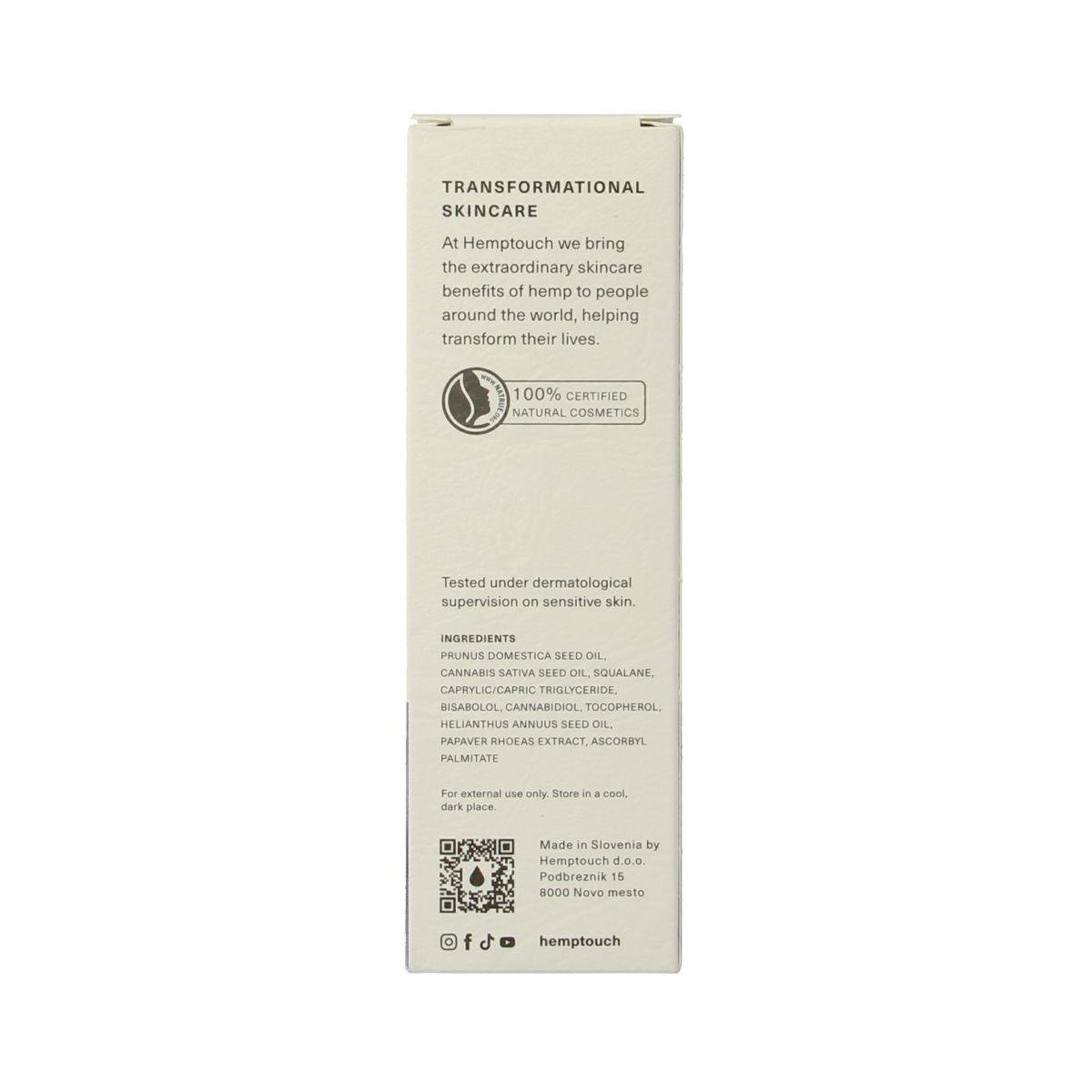 Hemptouch Replenishing anti-oxidant face oil in 30ml bottle, natural facial skincare for nourishing and protecting skin.
