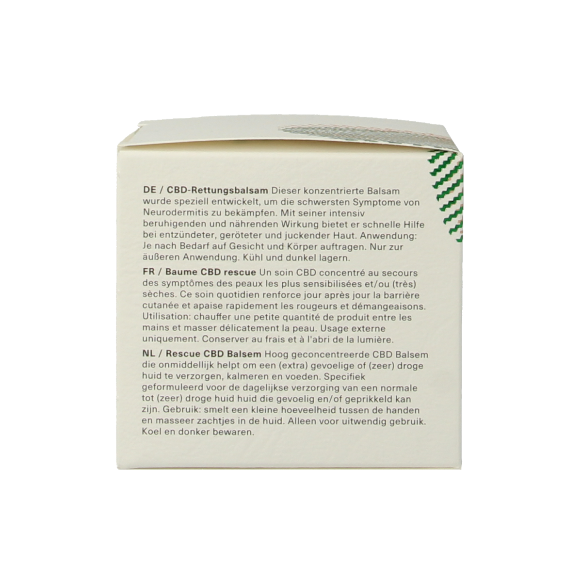 Hemptouch CBD rescue skin balm in eco-friendly packaging, 50ml, for facial skincare with natural CBD ingredients.
