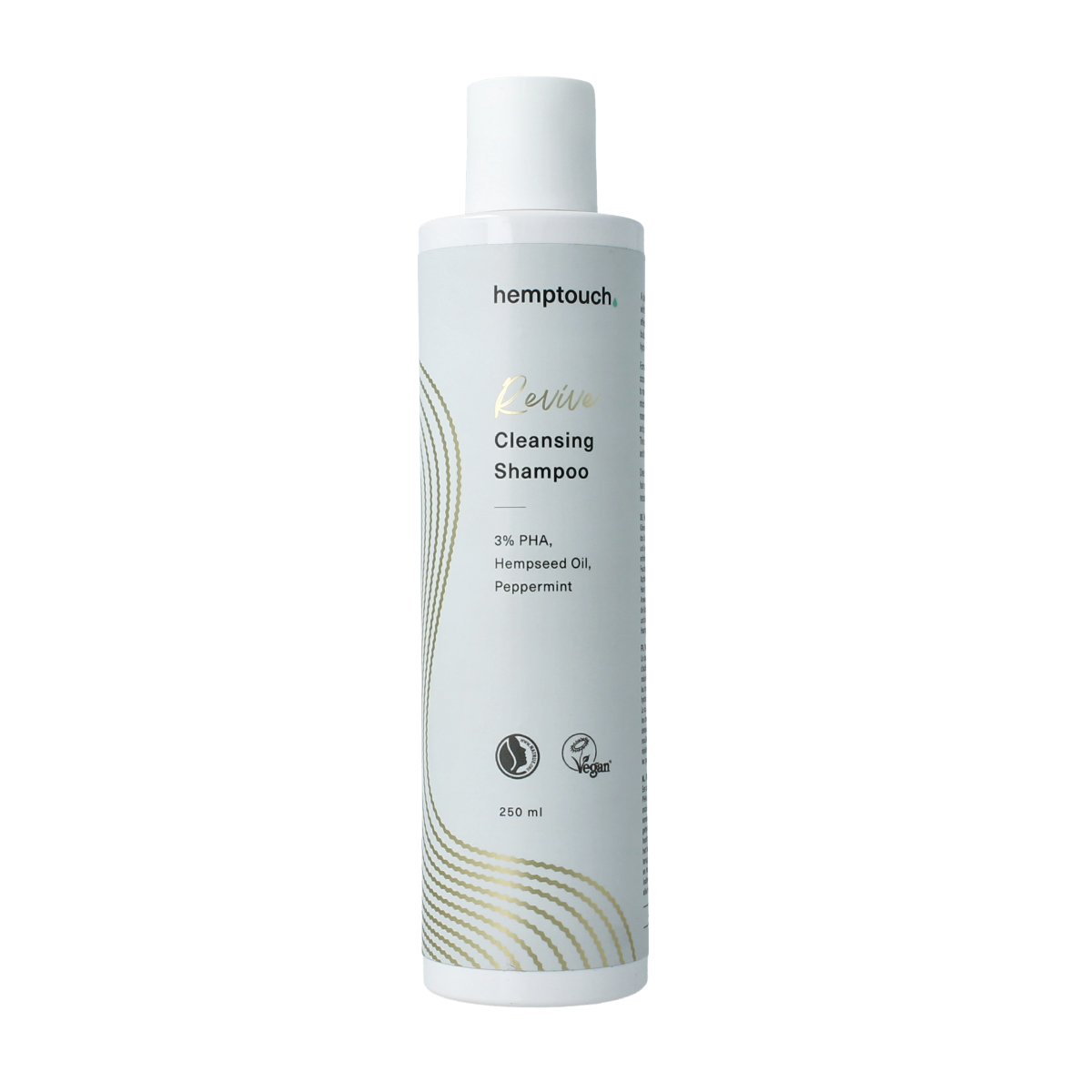 Hemptouch Revive cleansing shampoo 250ml for hair care, featuring natural ingredients and gentle cleansing action.