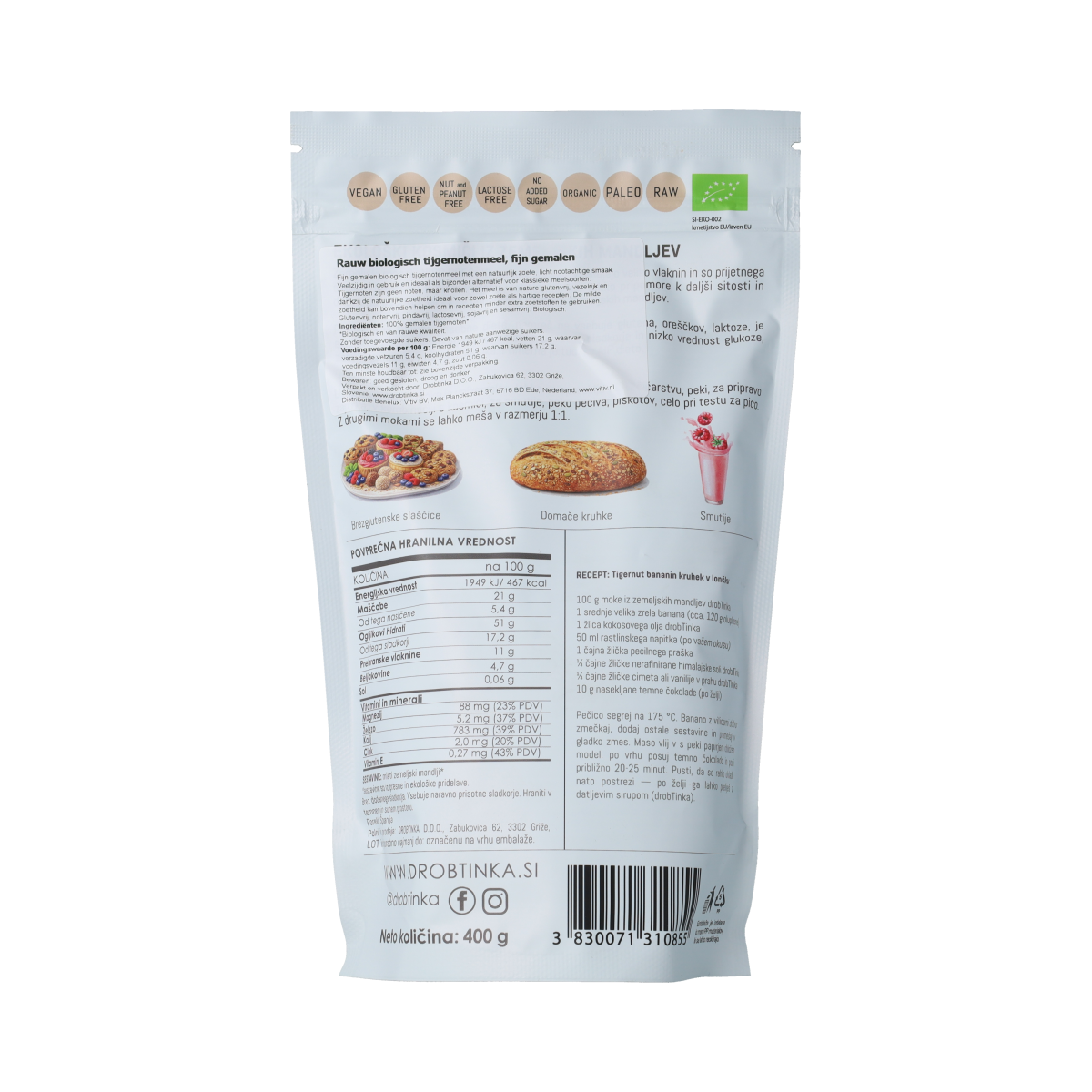 Vitiv Tijgernoot meel bio 400.00 Gram
