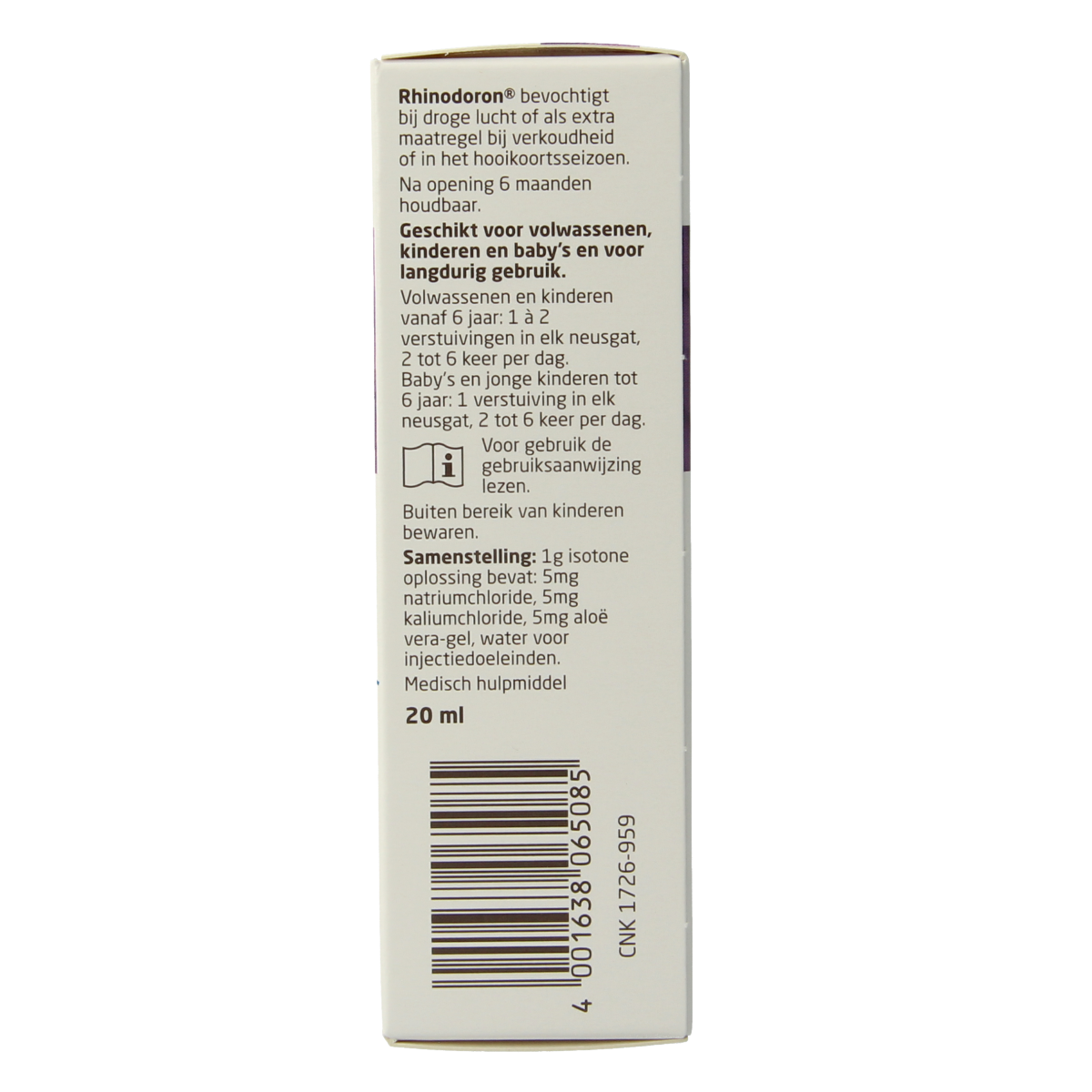 Weleda Rhinodoron nasal spray 20ml bottle for nasal care and inhalation, featuring natural ingredients for nasal relief.