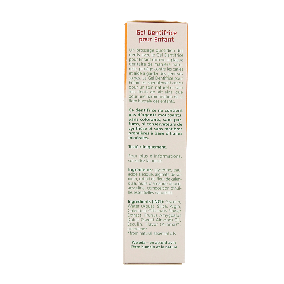 Weleda Oral Care Kinder toothpaste tube, 50ml, with child-friendly packaging and natural ingredients for gentle brushing.