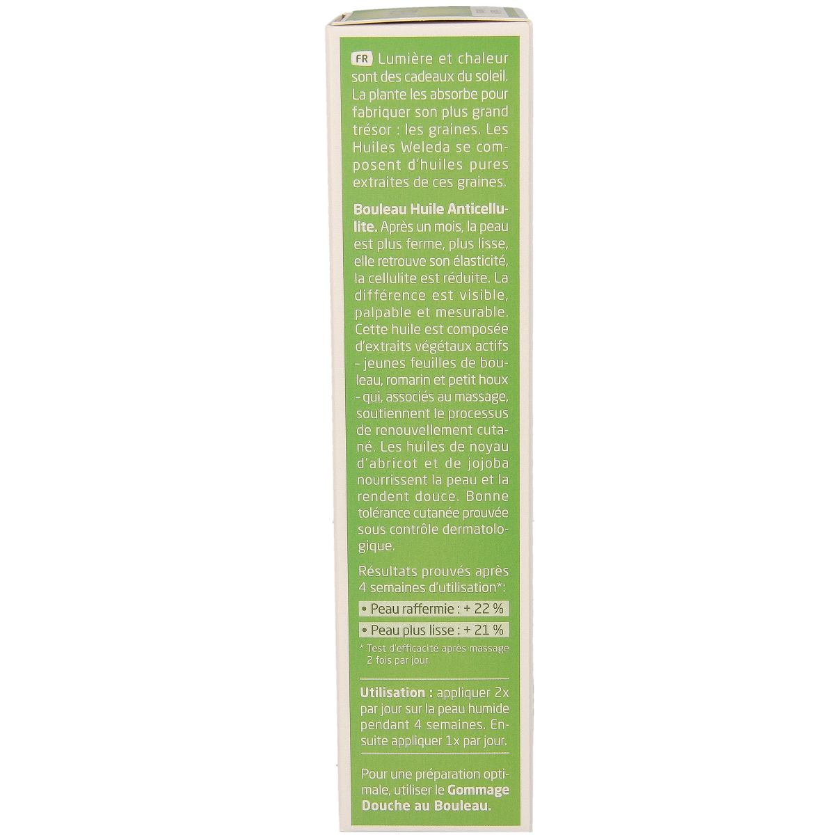 Weleda Berken anti-cellulite body oil in a 100ml bottle, featuring natural ingredients for skin care and cellulite reduction.