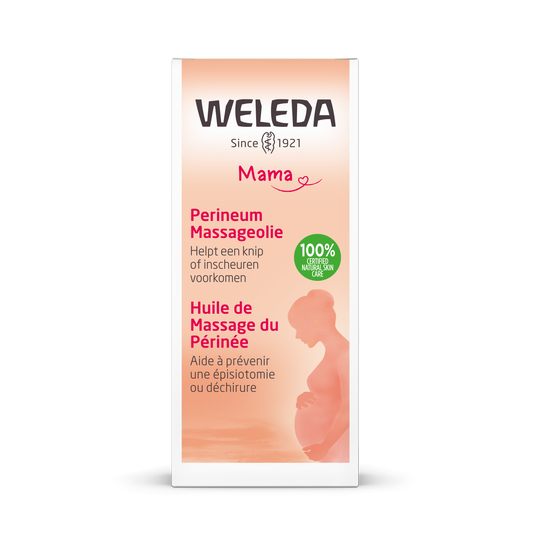 Weleda Perineum massage oil, 50ml, natural body care product designed for perineal massage with herbal ingredients.