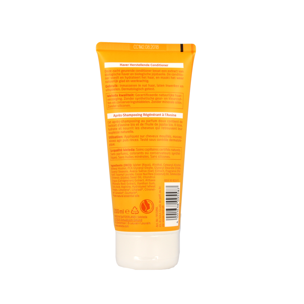Weleda Haver herstellende conditioner in a 200ml bottle, designed for nourishing and repairing hair care.