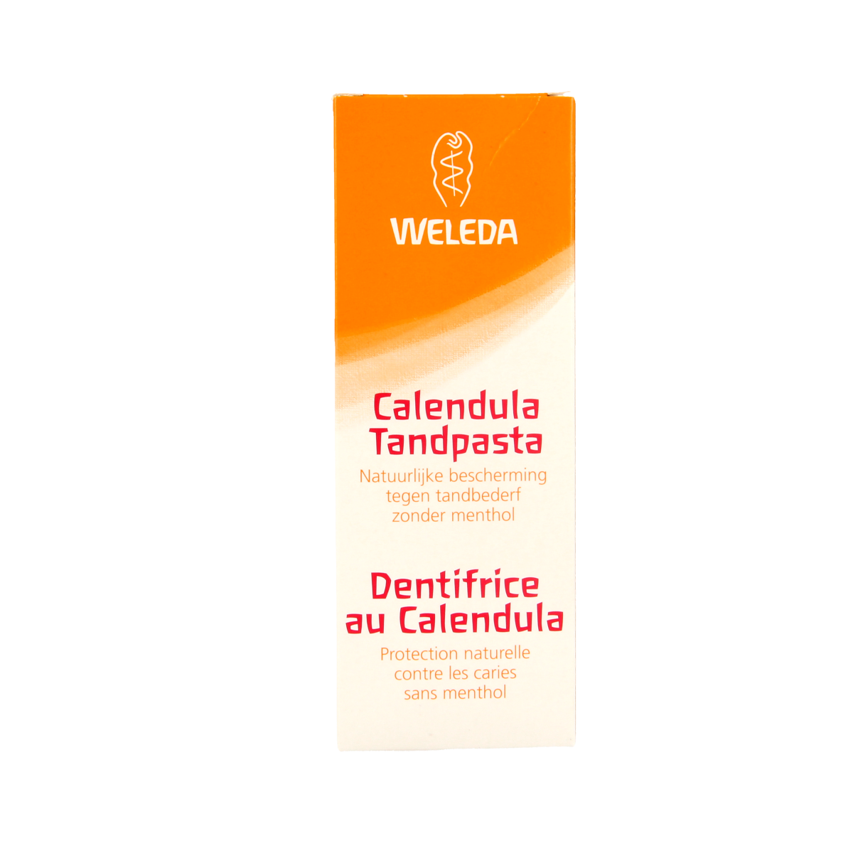 Weleda Calendula Oral Care toothpaste in a 75ml tube, natural toothpaste for sensitive teeth with calendula extract.