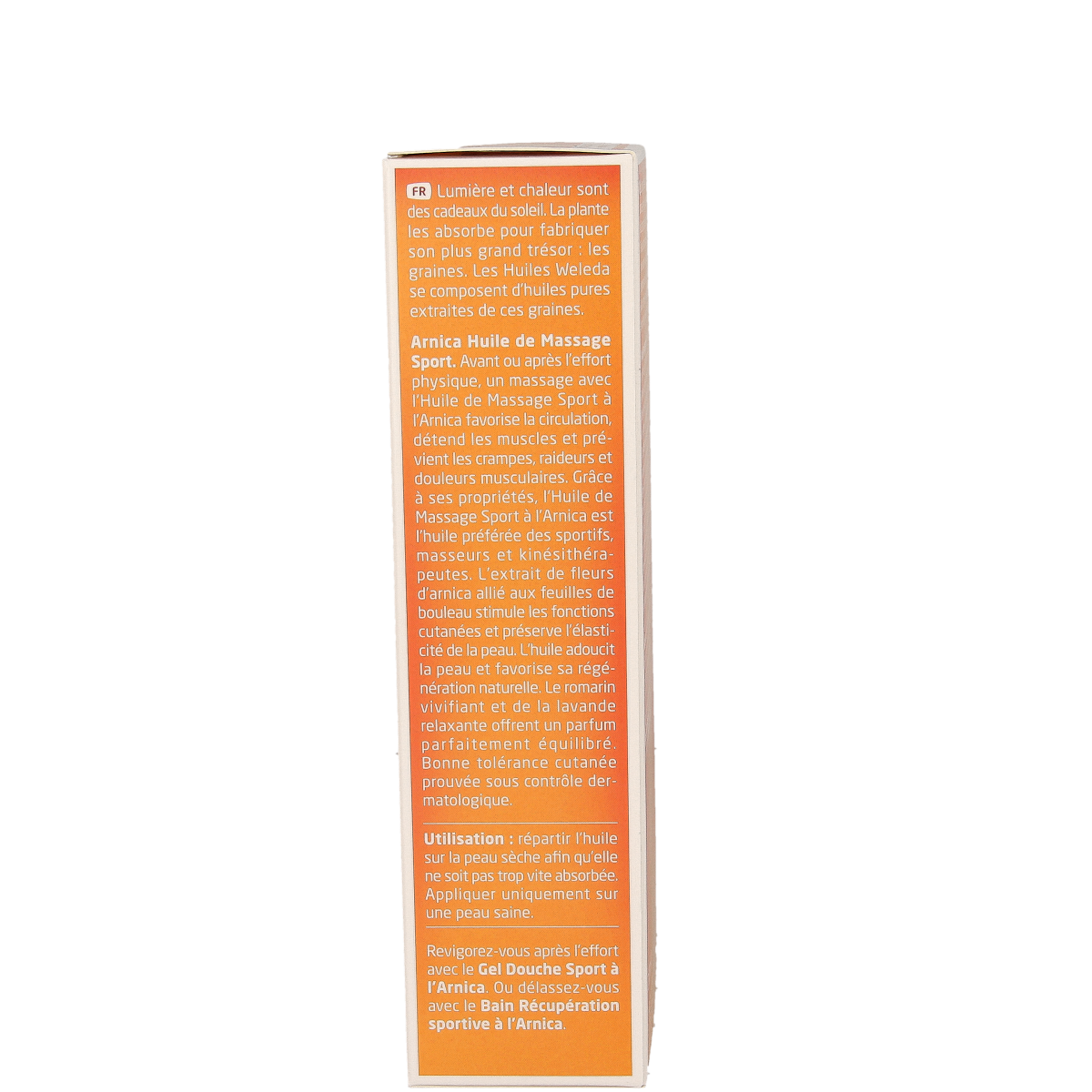 Weleda Arnica sport massage oil in 200ml bottle, natural body care product for muscle relief and soothing massage.